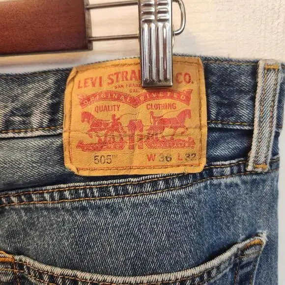 Levi's 505 Regular Straight Leg Denim Jeans - Classic Blue- worn look-36x32 - Picture 4 of 8